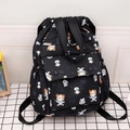 Sac à dos noir à cordon pour étudiants avec imprimé dessin animé et poignée supérieure - Fille Noir