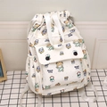 Sac à dos à cordon en toile crème avec motifs de fille et d'ours pour voyages décontractés - Fille Beige