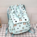 Sac à dos à cordon vert menthe avec motifs cartoon et poche à rabat frontale - Fille Bleu Clair