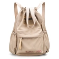 Sac à dos à cordon kaki pour femme en nylon imperméable avec imprimé Rabbit Love - Khaki Dégradé