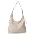 Bolso hobo minimalista blanco crema con correa ajustable y detalles metálicos dorados - Blanco