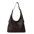 Bolso tote hobo grande color café oscuro en cuero sintético mate con bandolera - Marrón