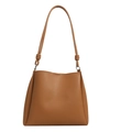 Bolso tote minimalista de cuero PU marrón camello con asas de nudo y diseño de gran capacidad - Caqui