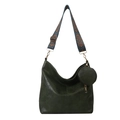 Dunkelgrüne Hobo-Tasche mit ethnischem breitem Schultergurt und kleiner Münztasche - Grün