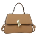 Petit sac à main marron chic en cuir PU avec boucle dorée ondulée et bandoulière réglable - Kaki
