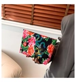 Etnische nylon clutch met kleurrijke pioenroos- en feniksprit en ritssluiting - Zwart