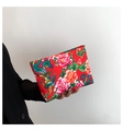 Etnische nylon clutch tas met traditionele rode bloemen- en feniksprints voor dames - Rood