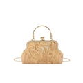 Borsa a mano vintage oro champagne ricamata con chiusura a scatto e tracolla a catena - Stile Rilievo PU Marrone (Cervo Retrò) / Marrone