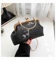 Retro schwarze Handtasche mit Hirschmotiv und goldener Kette für Damen Mode - Schwarz