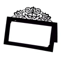 Elegant black laser-cut lace place card for wedding tables and festive banquets - Black Khaki