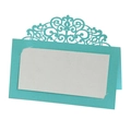 Tiffany blue lace hollow laser-cut wedding place cards with a grey name tag area - Tiffany Blue