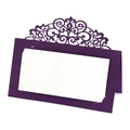Marque-place en dentelle découpée au laser violet foncé et blanc pour table de mariage - Violet foncé