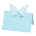 Marque-place papillon bleu clair découpé au laser avec motif fleuri pour mariages - Bleu Clair