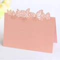 Marque-place papillon rose pâle découpé au laser pour décoration de table de mariage - Rose
