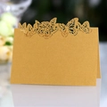 Marque-place papillon doré découpé au laser en papier perlé pour décoration de mariage - Doré