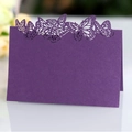 Élégante carte de table papillon violet foncé découpée au laser pour mariage - Violet foncé