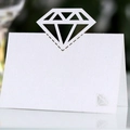 Elegant white laser-cut diamond-shaped place cards for wedding or banquet table settings - White