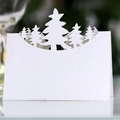 Élégante carte de table blanche découpée au laser avec sapin de Noël en papier perlé - Blanc
