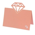 Pink diamond-shaped wedding place card with elegant laser-cut hollow design - Pink