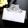 Elegante segnaposto bianco con cuore tagliato al laser per matrimoni in carta perlata - Bianco