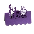 Segnaposto per matrimonio glitter viola con intaglio laser e design Mr e Mrs - Viola scuro