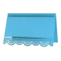 Sky blue laser cut butterfly place card with lace hollow design and pearlescent finish - Tiffany Blue