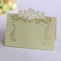 Elegant laser-cut floral place card in pale green finish for wedding table decor - Emerald Green