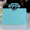 Elegant light blue laser-cut diamond name card for wedding table seating decor - Tiffany Blue