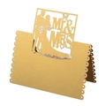 Elegant laser cut 3D butterfly gold wedding place card featuring Mr and Mrs silhouette - Gold