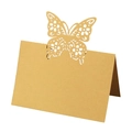 Laser-cut 3D butterfly place cards made of kraft paper for wedding table decorations - Gold