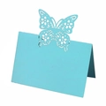 Laser-cut 3D light blue butterfly place card for wedding table settings with hollow design - Tiffany Blue