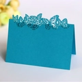 Blue laser cut butterfly place card for weddings with an elegant hollow design - Sky Blue