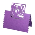 Purple laser-cut Mr & Mrs place cards for wedding table with elegant butterfly design - Dark Purple