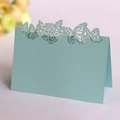Elegant light blue laser-cut butterfly place card with a foldable standing design - Light Blue