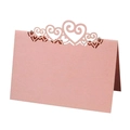 Rosa lasergeschnittene Platzkarte in Herzform mit Glitzerpapier für Hochzeitstische - 50 Blatt / Rosa