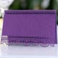 Marque-place papillon violet découpé au laser en papier perlé de haute qualité - Violet foncé