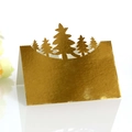 Laser-cut Christmas tree place card in elegant gold metallic finish for holiday seating - Reflective Gold