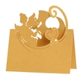 Elegant gold hollow laser-cut 3D angel and heart place card for wedding table decor - Gold