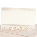 Elegant white laser cut wedding name place cards with intricate lace hollow design - Ivory