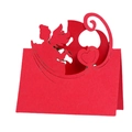 Segnaposto rosso tagliato al laser con motivi 3D di angelo e cuore per matrimoni - 50 Fogli / Rosso Perlato