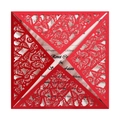 Laser-cut butterfly wedding invitation in red with white insert for elegant celebrations - Pearlescent Red