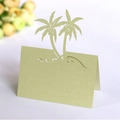 Pale green laser-cut palm tree place card with elegant folding V-shape design - Light Green