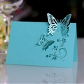 Tealfarbene Platzkarte zur Hochzeit mit Schmetterling aus edlem Perlmuttpapier - 50 Blatt / Tiffany Blau