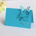 Elegante hellblaue lasergeschnittene Tischkarte mit 3D-Schmetterlings-Design - 50 Blatt / Himmelblau
