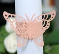 Rond de serviette papillon découpé au laser rose pour décoration de table de mariage - Rose