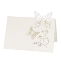 Elegant white laser-cut butterfly place cards made of premium pearlescent paper - 50 Pieces / Ivory