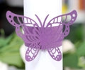 Rond de serviette papillon violet découpé au laser pour décoration de table de restaurant - Violet foncé