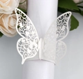 Anneau de serviette papillon blanc découpé au laser avec motifs de cœur pour mariages - Blanc