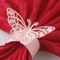 Élégant rond de serviette papillon en papier rose clair ajouré au laser pour mariages - Rose