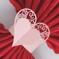 Rond de serviette en papier rose découpé au laser pour décoration de table de fête - Rose